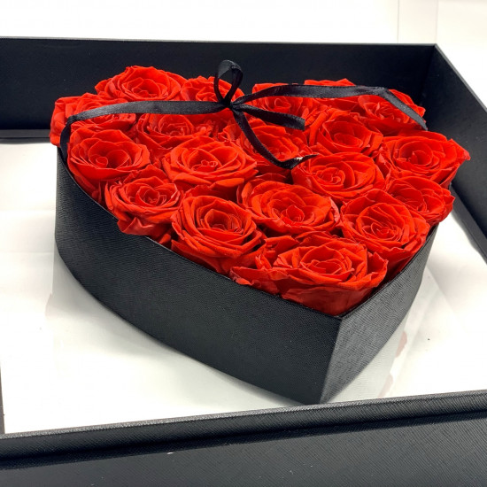 Caja corazón Rosas Rojas - Jardinería Diego