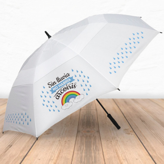 Paraguas personalizado antiviento - Sin lluvia no habría Arcoiris -  Supermolón